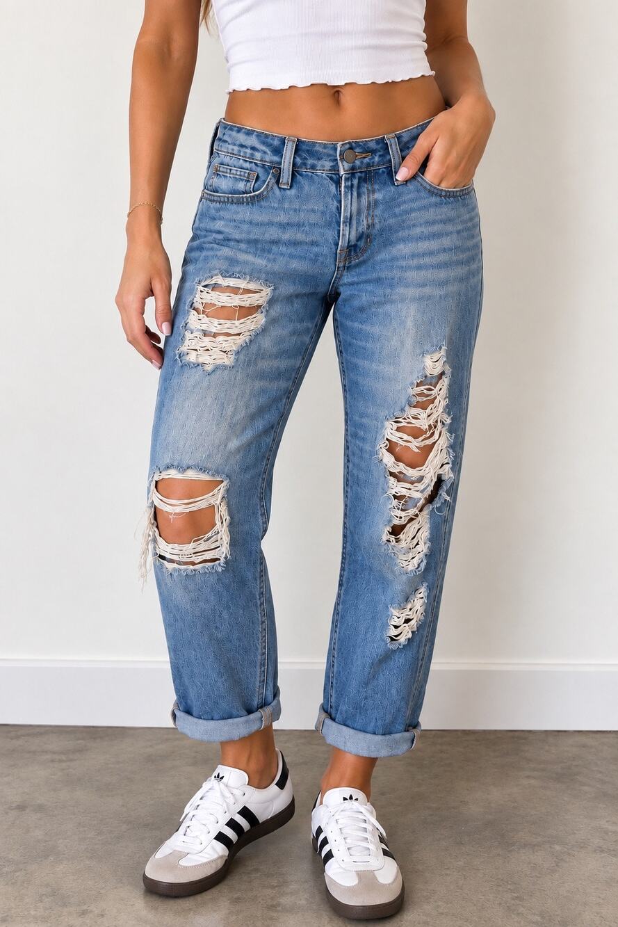Hollister Low Rise Boyfriend Distressed Jeans 28 Y2K